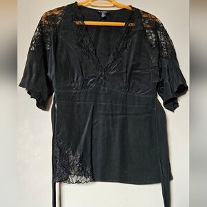 XS Black Silk Shirt